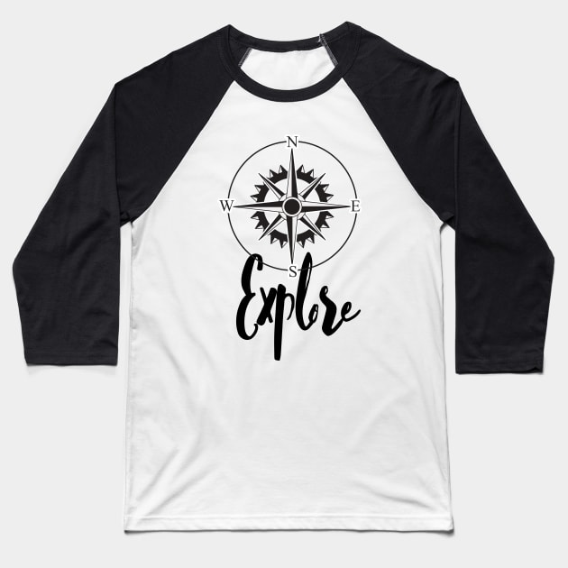 explore compass Baseball T-Shirt by Lindseysdesigns
